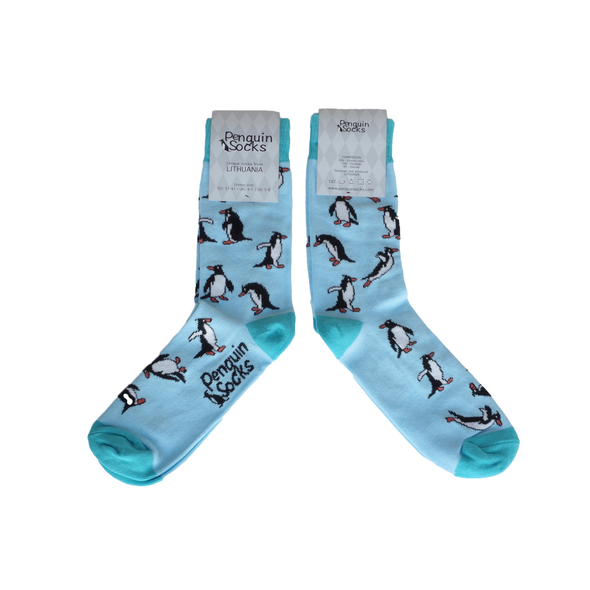 Linksmieji pingvinai - Linksmos mėlynos kojinės (Penguin socks)
