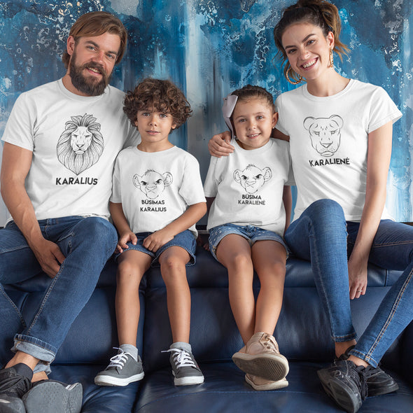 Balti vaikiški marškinėliai šeimoms "Karalių šeima" Berniukiškas dizainas