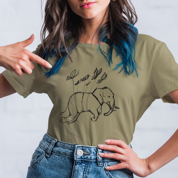 Khaki ekologiškos medvilnės marškinėliai "Be free"