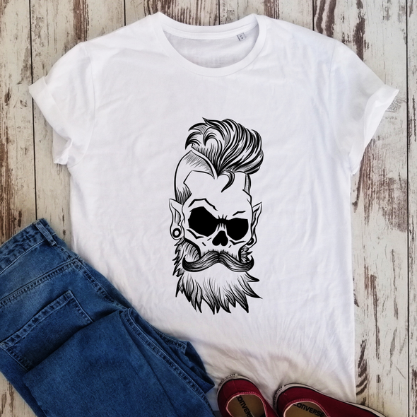 Balti ekologiškos medvilnės marškinėliai "Hipsteris"