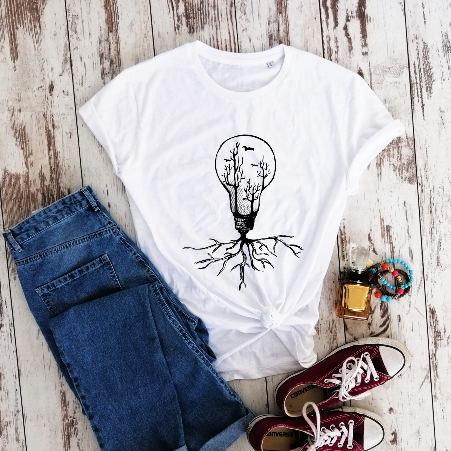 Balti 100% medvilnės marškinėliai "Miškas"