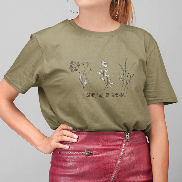 Khaki ekologiškos medvilnės marškinėliai "Soul"