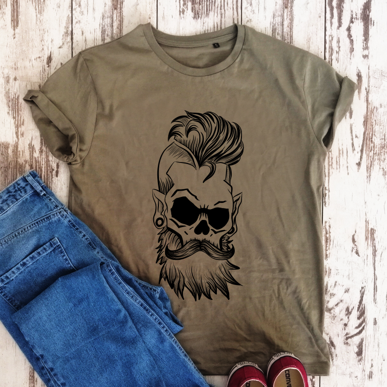 Khaki 100% medvilnės marškinėliai "Hipsteris"