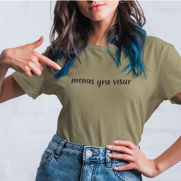 Khaki marškinėliai su ekologiška medvilne "Menas yra visur"