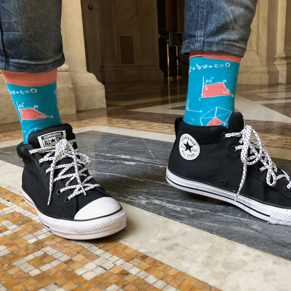 Matematikas - Linksmos mėlynos kojinės vyrams (Penguin socks)