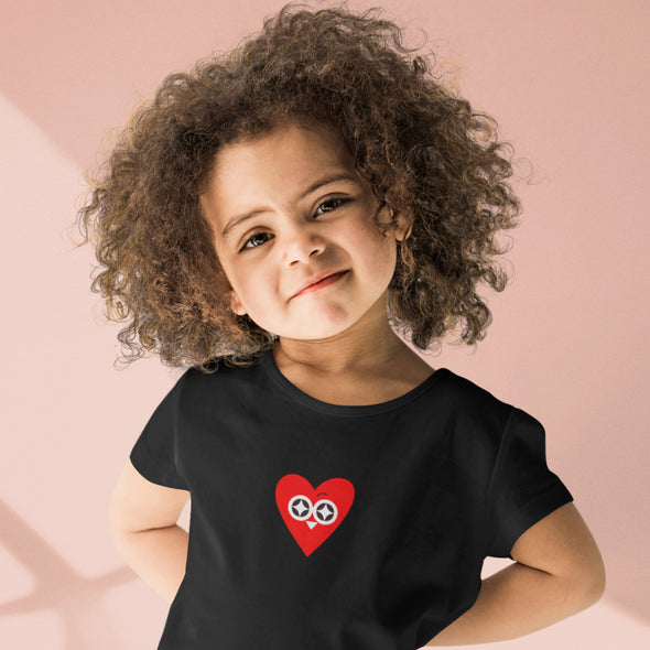 Juodi vaikiški marškinėliai "Linksma širdelė"