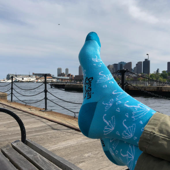 Lietaus diena - Mėlynos kojinės vyrams (Penguin socks)