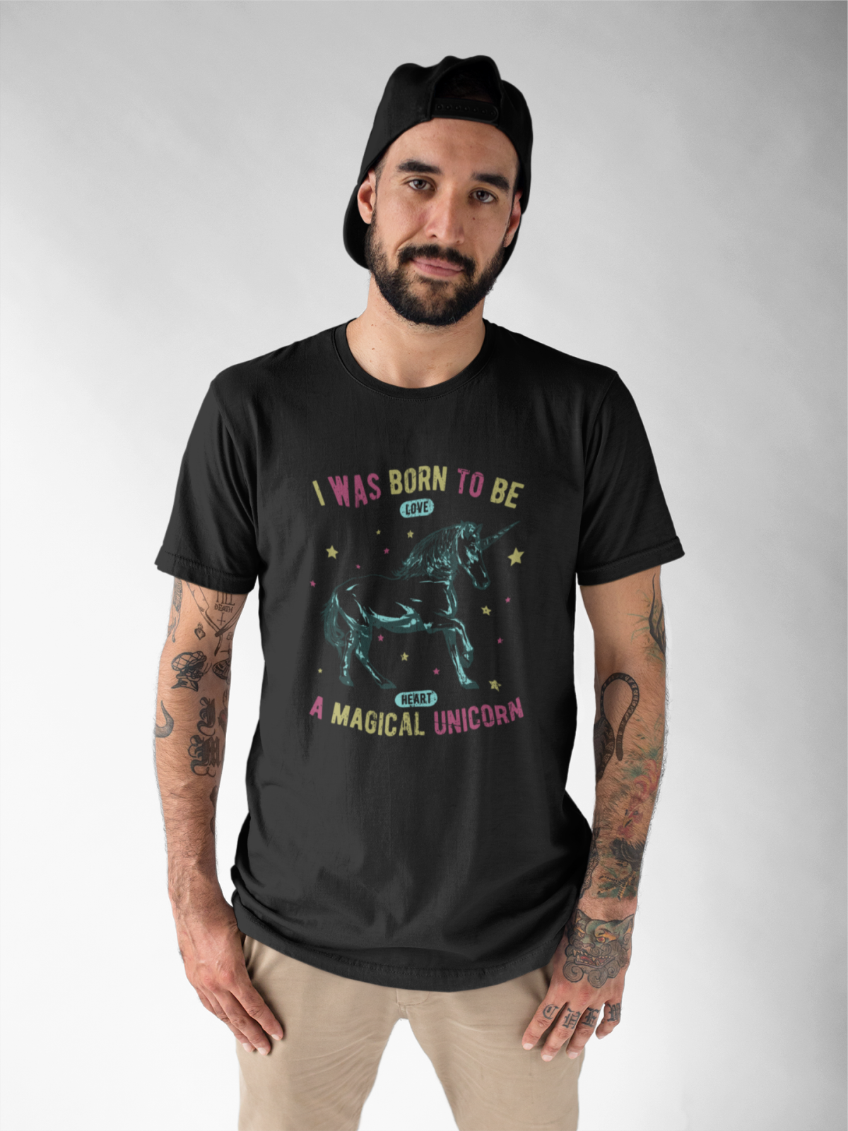Juodi UNISEX marškinėliai "Magical unicorn“