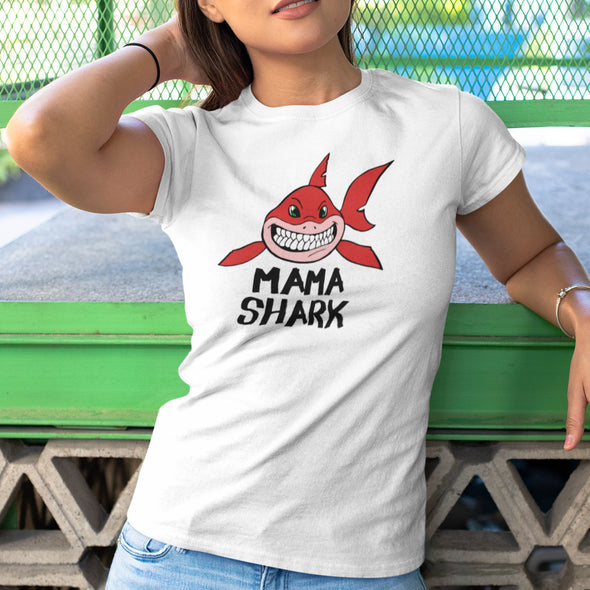 Balti moteriški marškinėliai šeimoms "Shark family" Moteriškas dizainas