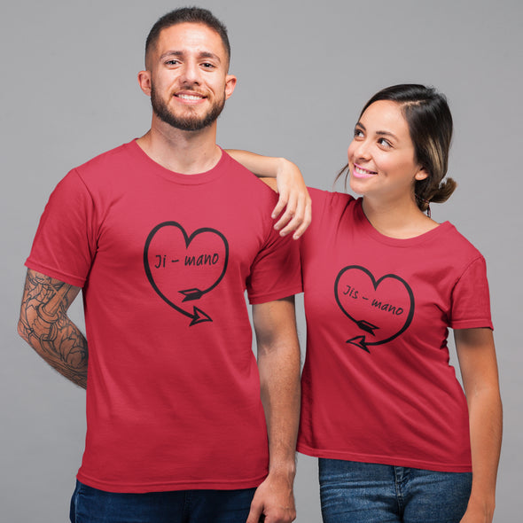 Raudoni marškinėliai poroms "Mano“ Moteriškas dizainas