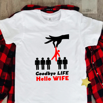 Balti marškinėliai "Hello wife“