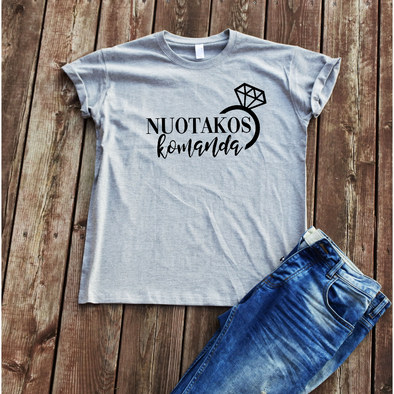Melanžiniai unisex marškinėliai "Nuotakos komanda" su deimantu