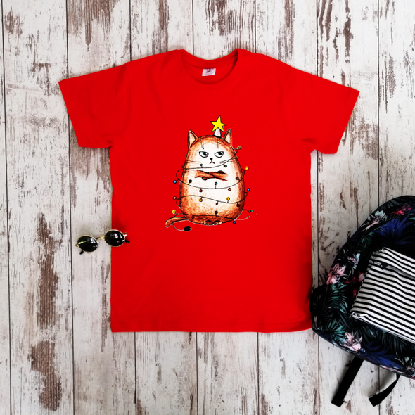 Raudoni marškinėliai "Pikts katins“