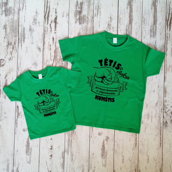 Šviesiai žali marškinėliai "Tėtis ir dukra“
