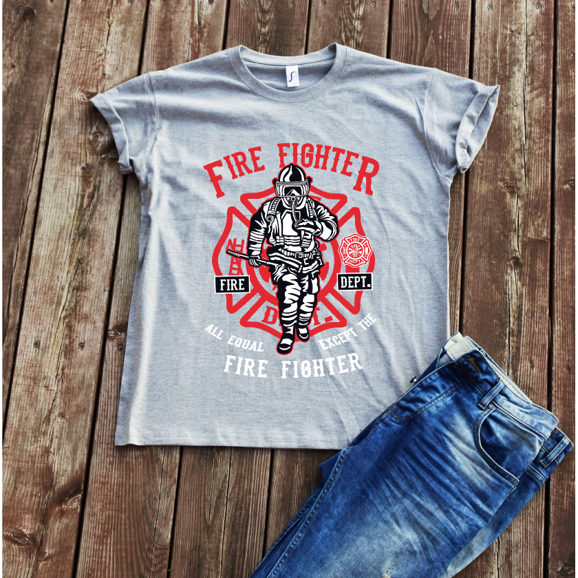 Melanžiniai unisex marškinėliai "Fire Fighter''