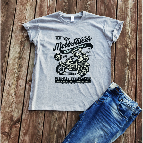 Melanžiniai unisex marškinėliai "Motor Racer''