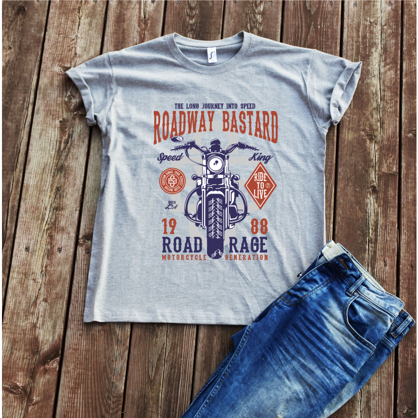 Melanžiniai unisex marškinėliai "Roadway Bastard''