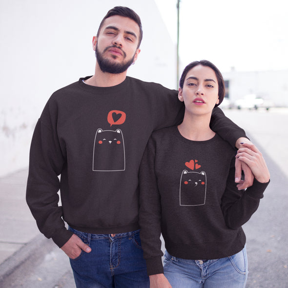 Juodi džemperiai be gobtuvų poroms "Meškinai“ Moteriškas dizainas