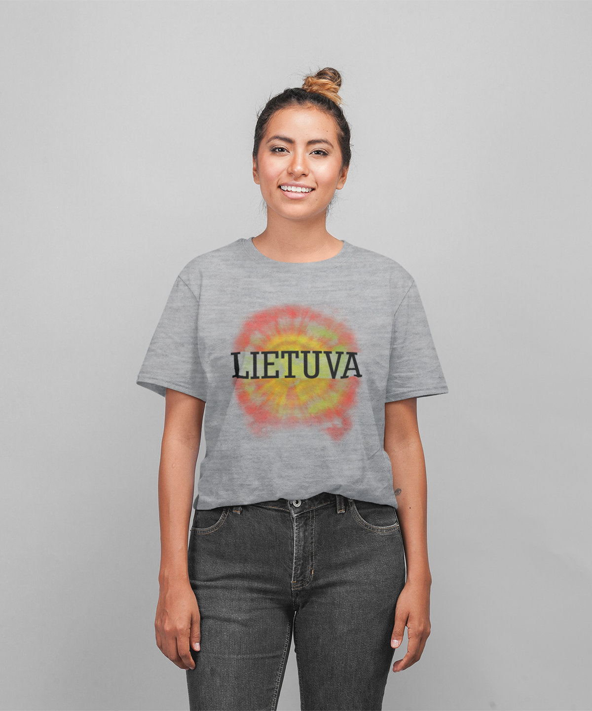 Pilki melanžiniai UNISEX marškinėliai "Lietuvos batika"