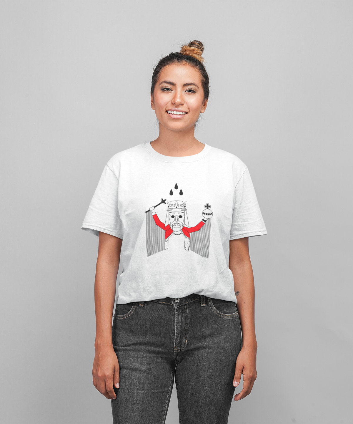 Balti UNISEX marškinėliai "LDK KARALIUS MINDAUGAS"