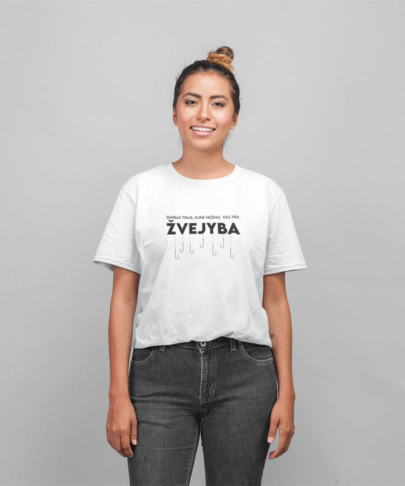 Balti UNISEX marškinėliai "Žvejyba"