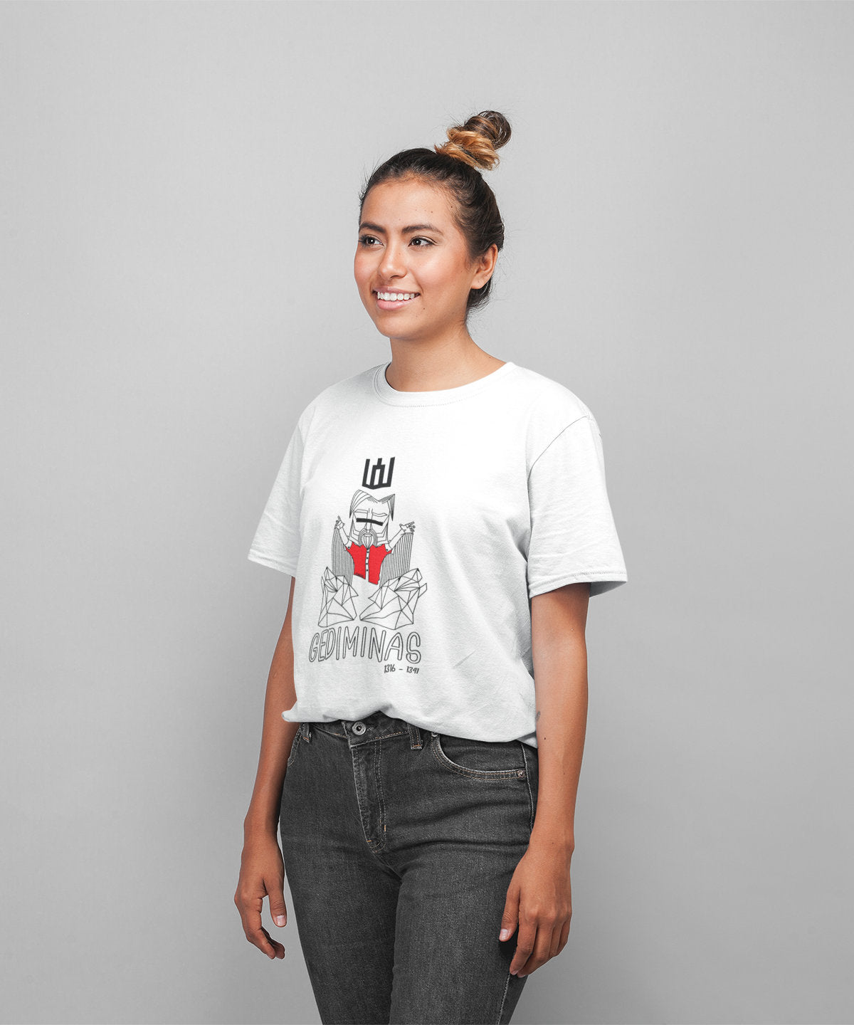 Balti UNISEX marškinėliai "LDK KUNIGAIKŠTIS GEDIMINAS SU UŽRAŠU"