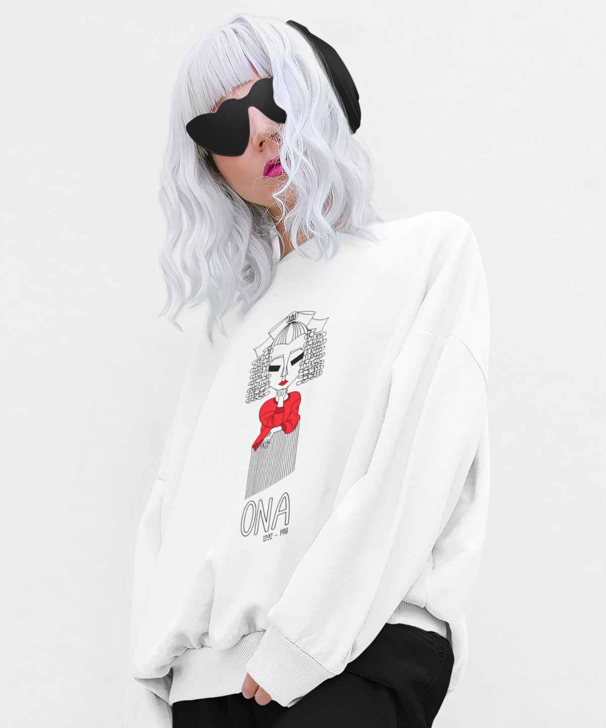 Baltas UNISEX džemperis "LDK KUNIGAIKŠTIENĖ ONA SU UŽRAŠU"