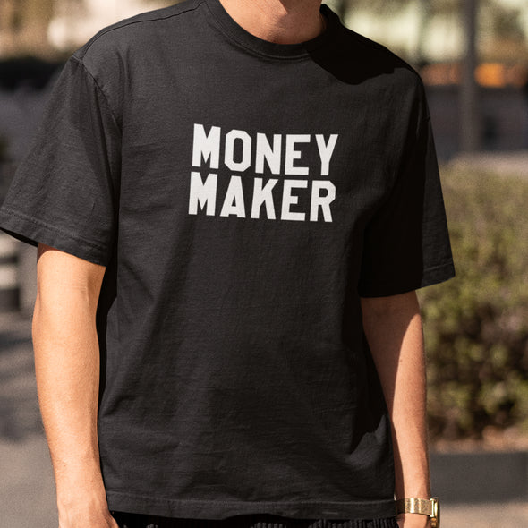 Juodi unisex marškinėliai poroms "Money maker and spender“  Vyriškas dizainas