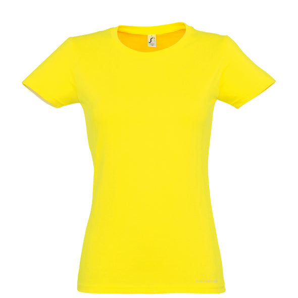Geltoni Moteriški medvilniniai Špyga taukuota marškinėliai