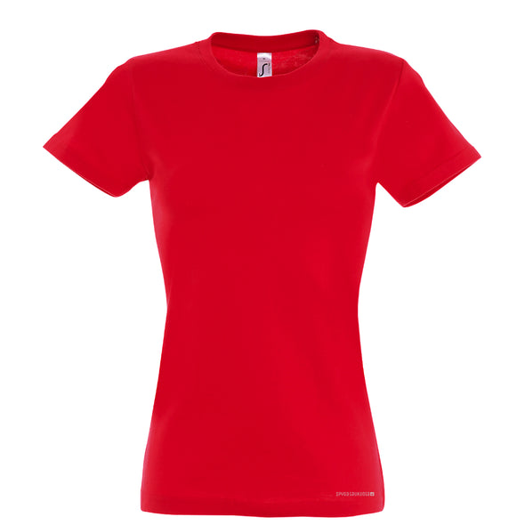 Raudoni Moteriški medvilniniai Špyga taukuota marškinėliai