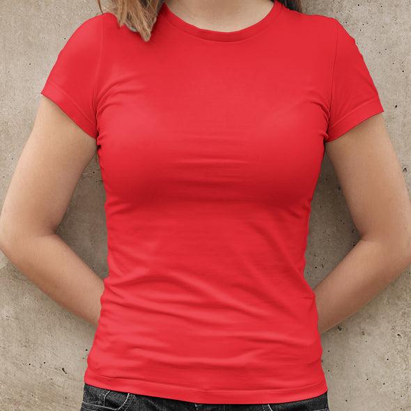 Raudoni Moteriški medvilniniai Špyga taukuota marškinėliai