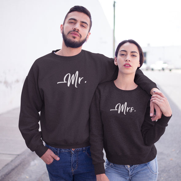 Juodi džemperiai be gobtuvu poroms "Mr&Mrs“ Moteriškas dizainas