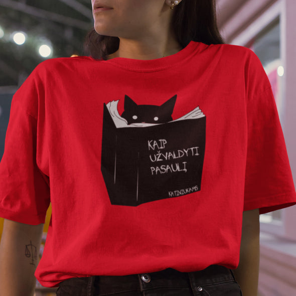 Raudoni UNISEX marškinėliai "Katiniukams"