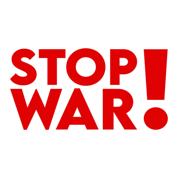 Balti polo marškinėliai su raudonu marginimu "Stop war“