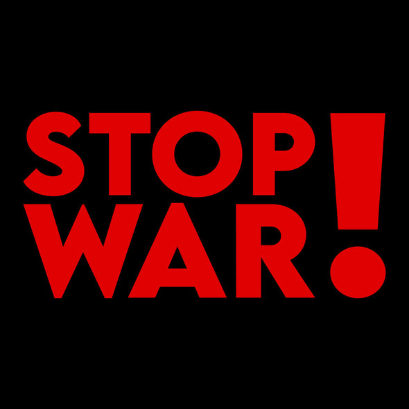 Juodi polo marškinėliai su raudonu marginimu "Stop war“
