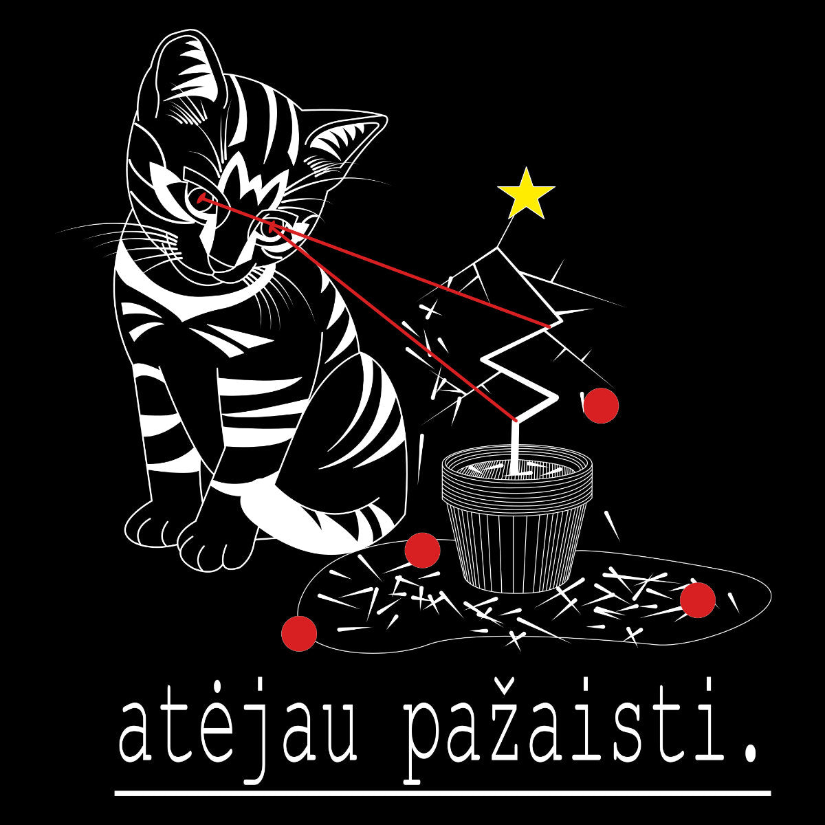 Juodas UNISEX kalėdinis džemperis be gobtuvo "Atėjau pažaisti"