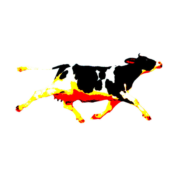 Balti UNISEX marškinėliai "Bėganti karvė"