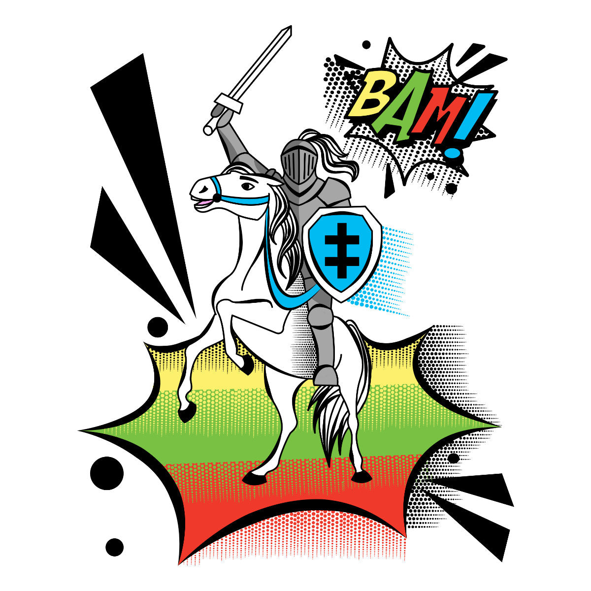 Balti unisex marškinėliai "Comics Vytis“