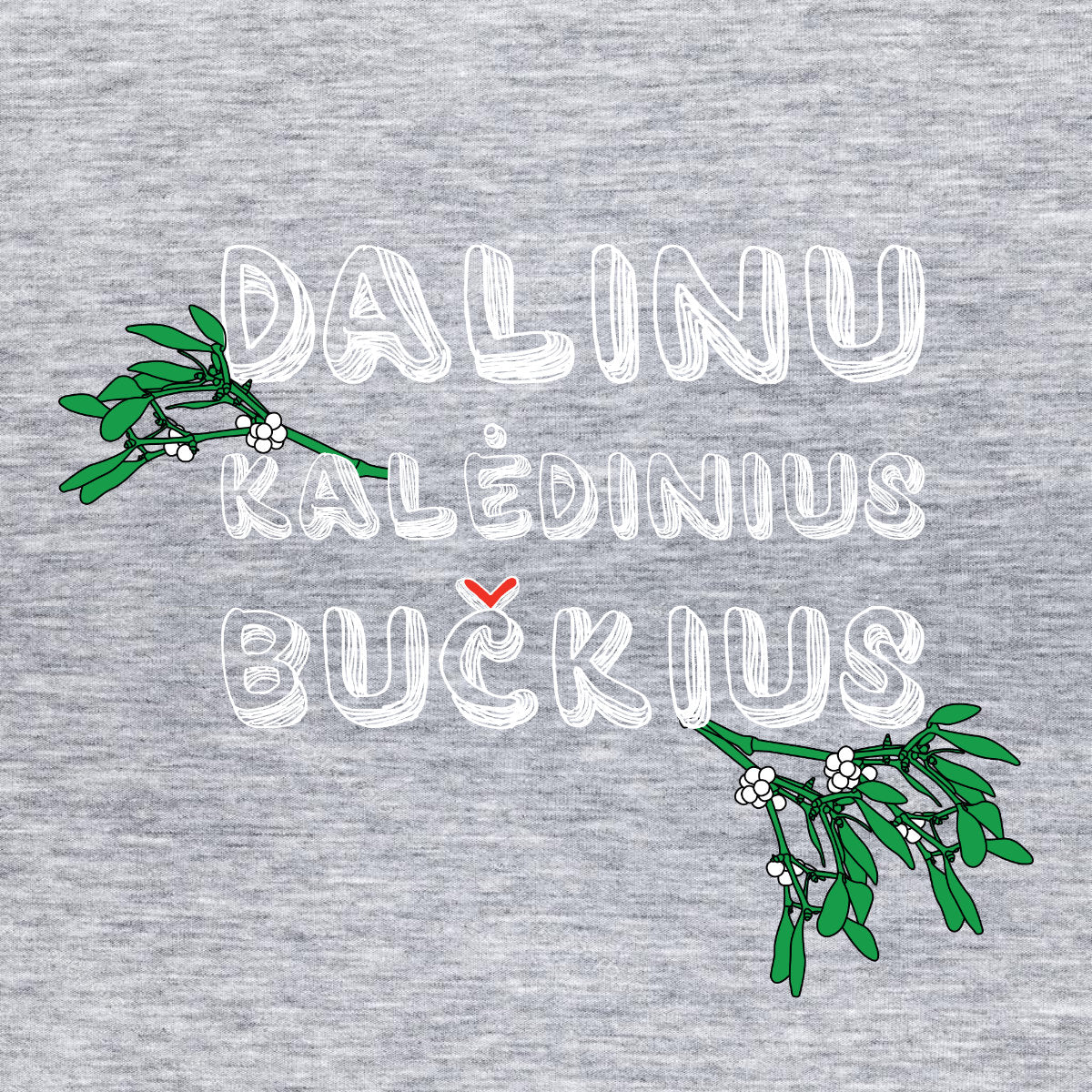 Pilkas melanžinis džemperis be gobtuvo "Dalinu Kalėdinius bučkius"