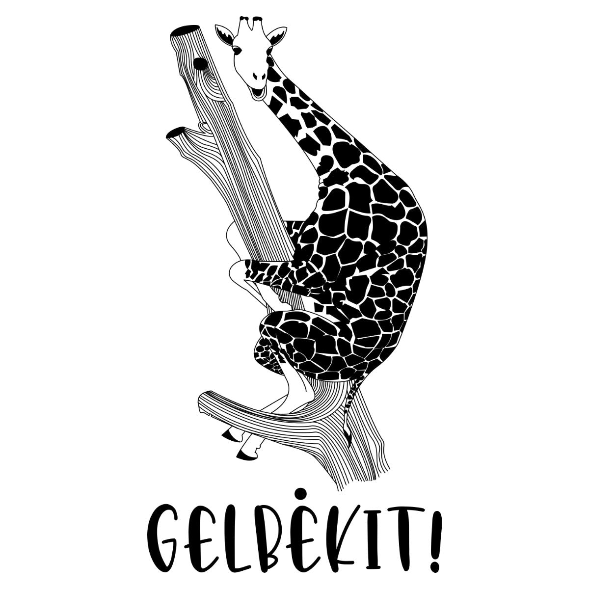 Balti UNISEX marškinėliai "Gelbėkit žirafą"