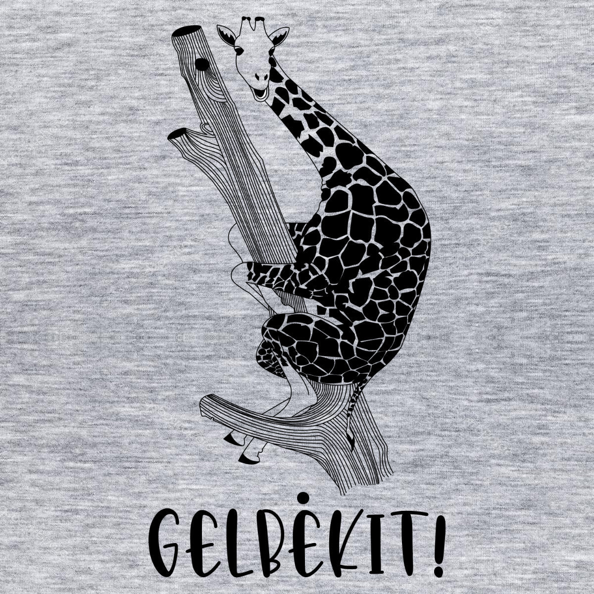 Pilki melanžiniai UNISEX marškinėliai "Gelbėkit žirafą"