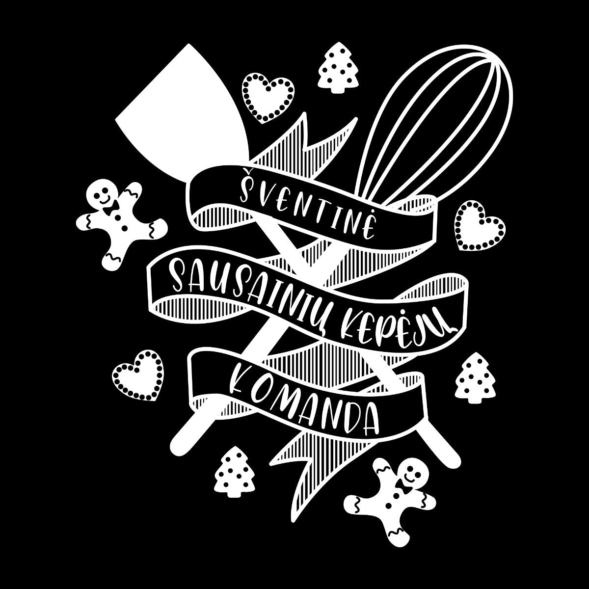 Vaikiškas juodas kalėdinis džemperis "Sausainiu kepejai"