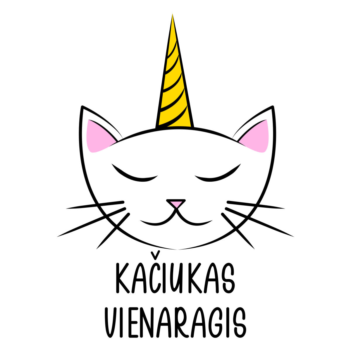 Balti UNISEX marškinėliai "Kačiukas vienaragis"