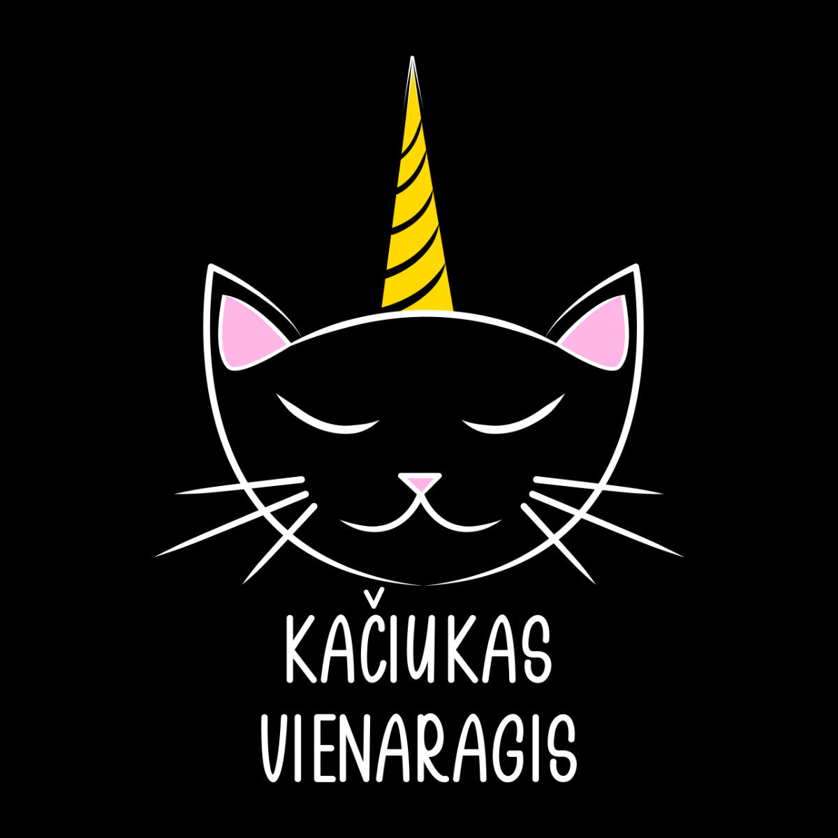 Juodi UNISEX marškinėliai "Kačiukas vienaragis"