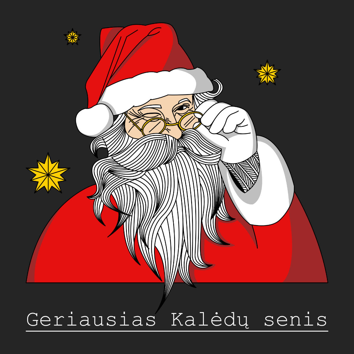 Juodas UNISEX kalėdinis džemperis be gobtuvo "Geriausias Kalėdų senis"
