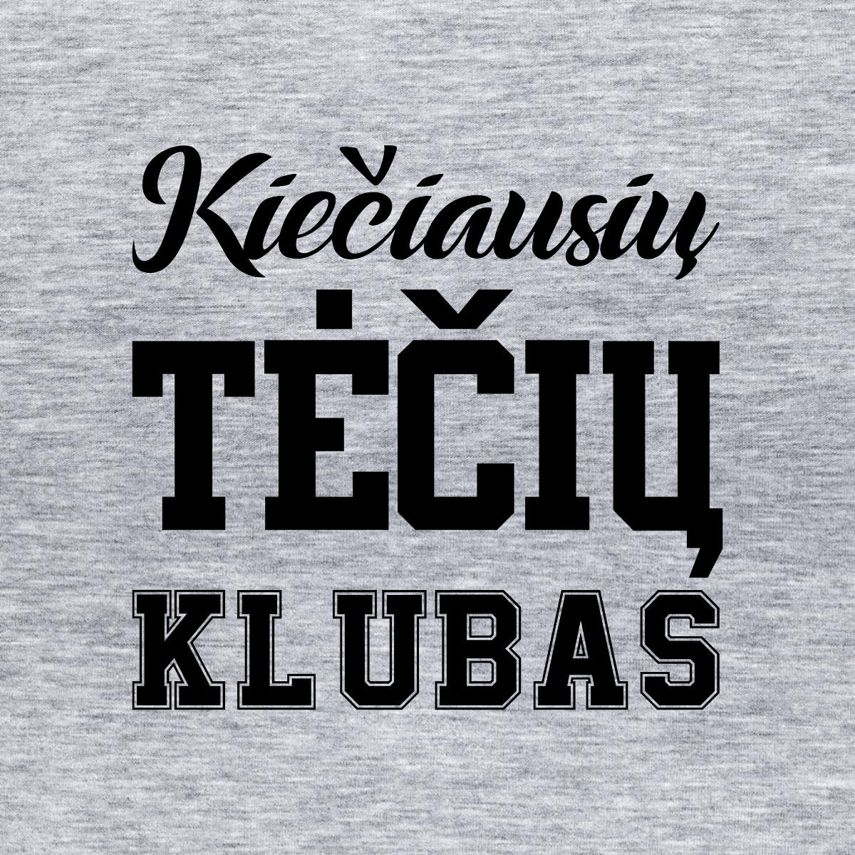 Pilkas melanžinis džemperis su gobtuvu ir spauda ant nugaros "Kiečiausių tėčių klubas"