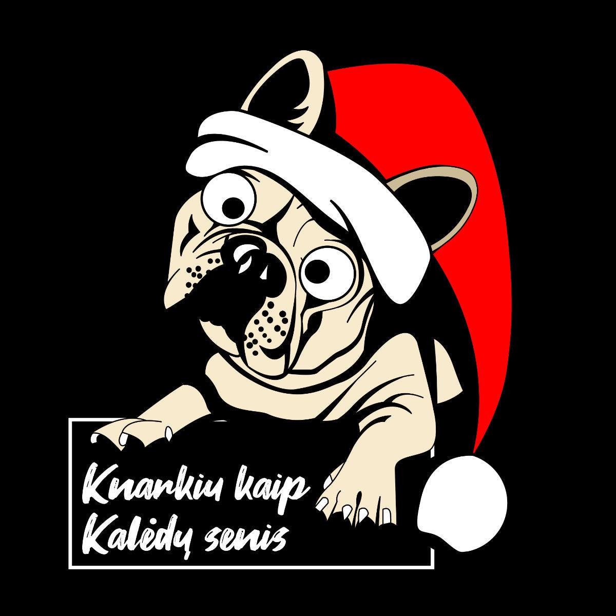 Juodas UNISEX kalėdinis džemperis be gobtuvo "Knarkiu kaip Kalėdų senis"