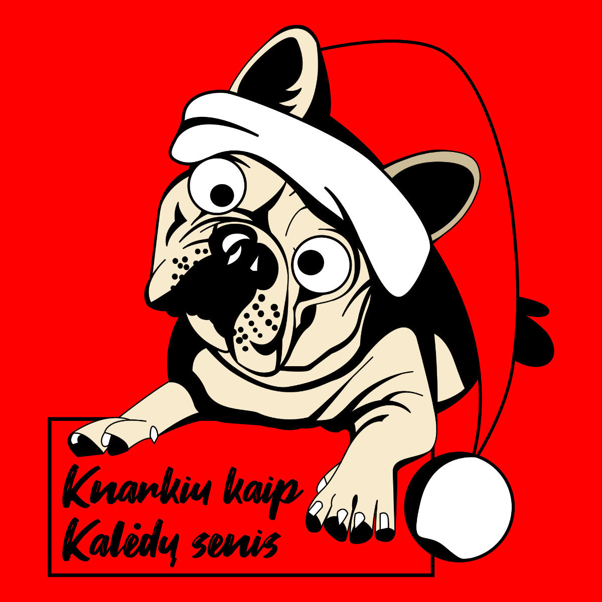 Raudonas UNISEX kalėdinis džemperis be gobtuvo "Knarkiu kaip Kalėdų senis"