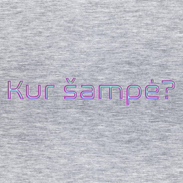 Pilki melanžiniai UNISEX marškinėliai "Kur šampė?"
