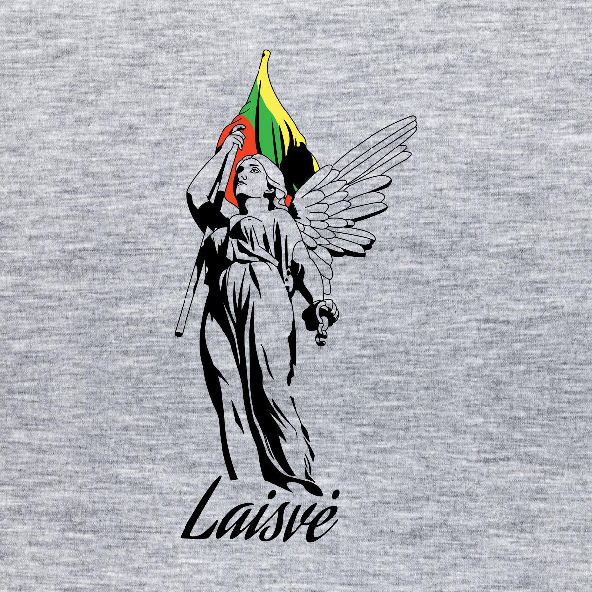 Pilki melanžiniai UNISEX marškinėliai "Laisvės statula“